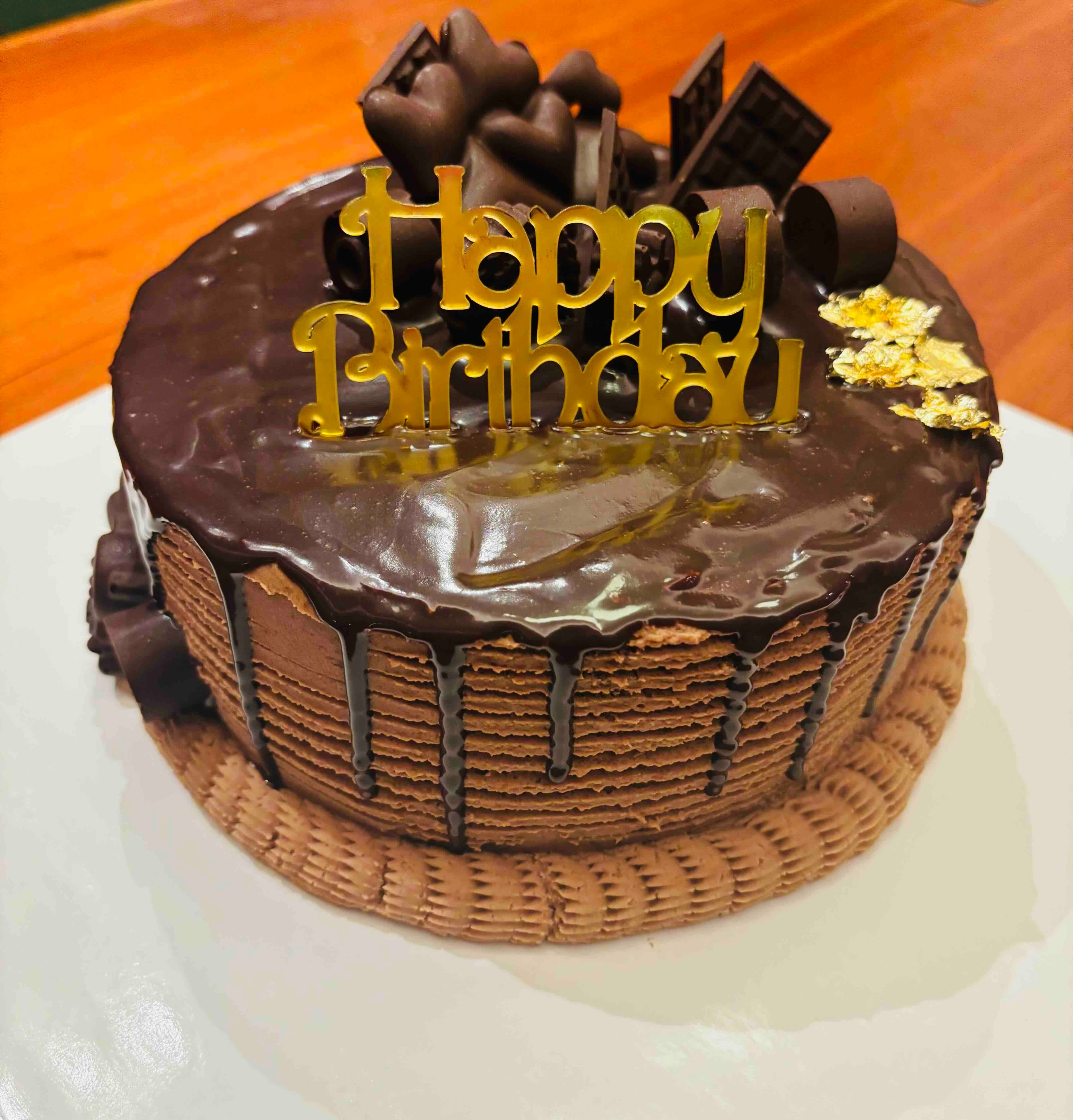 Gold Ganache Birthday Cake
